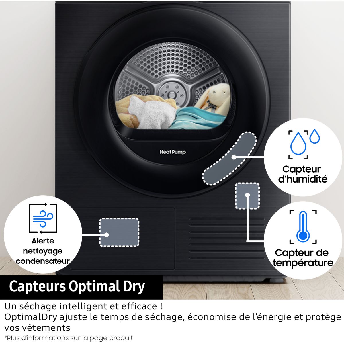 Sèche linge pompe à chaleur DV90DG52A0AH couleur unique, SAMSUNG