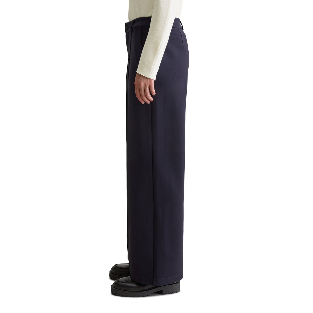 Pantalon droit en jersey en qualité interlock compacte bleu foncé, MARC O’POLO DENIM