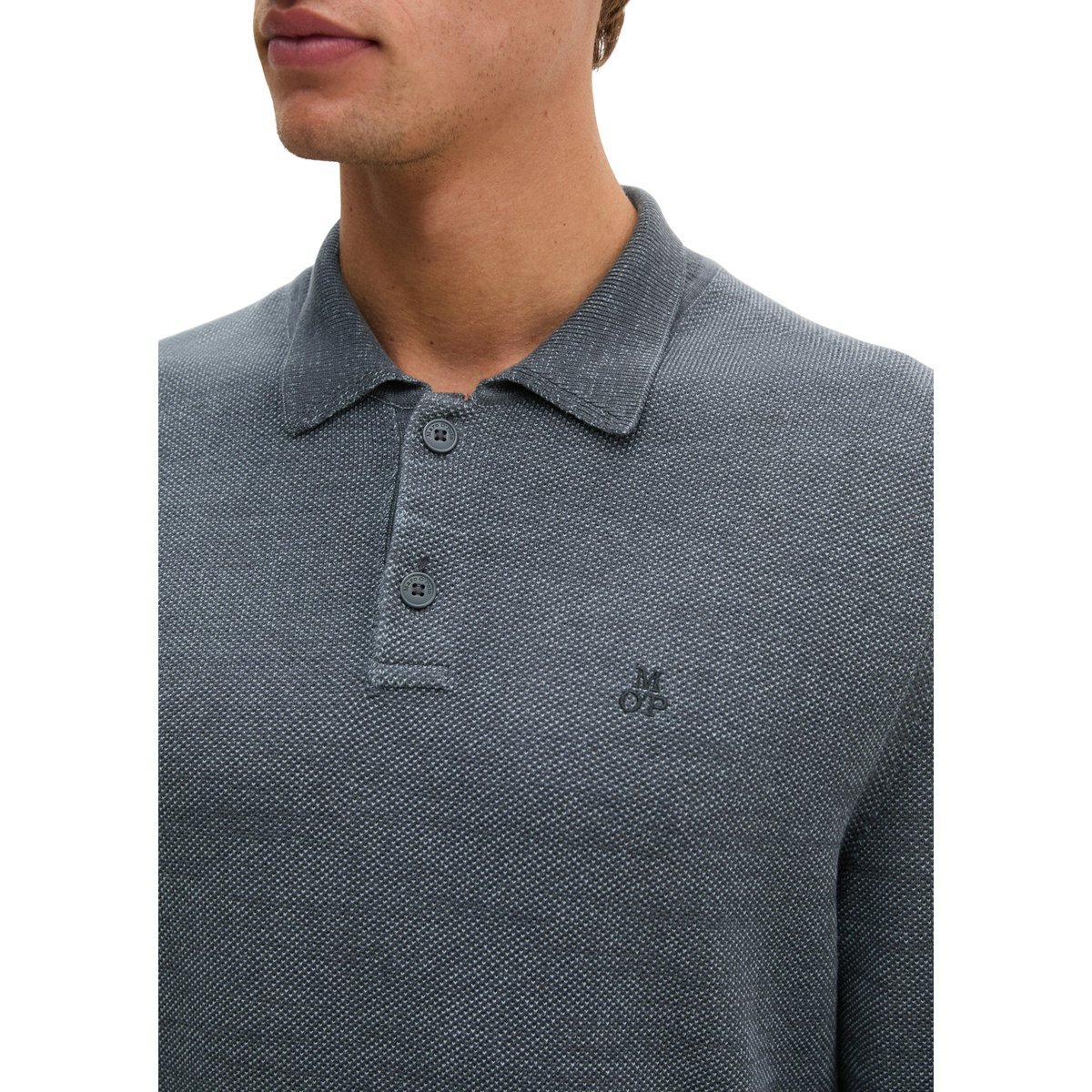 Polo en maille, coupe classique en pur coton bio bleu, MARC O'POLO