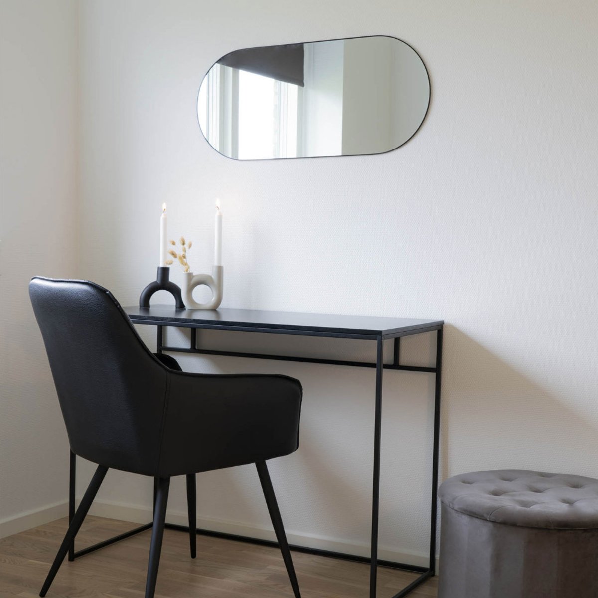 Miroir ovale en métal 35x80cm- JERSEY noir, HOUSE NORDIC