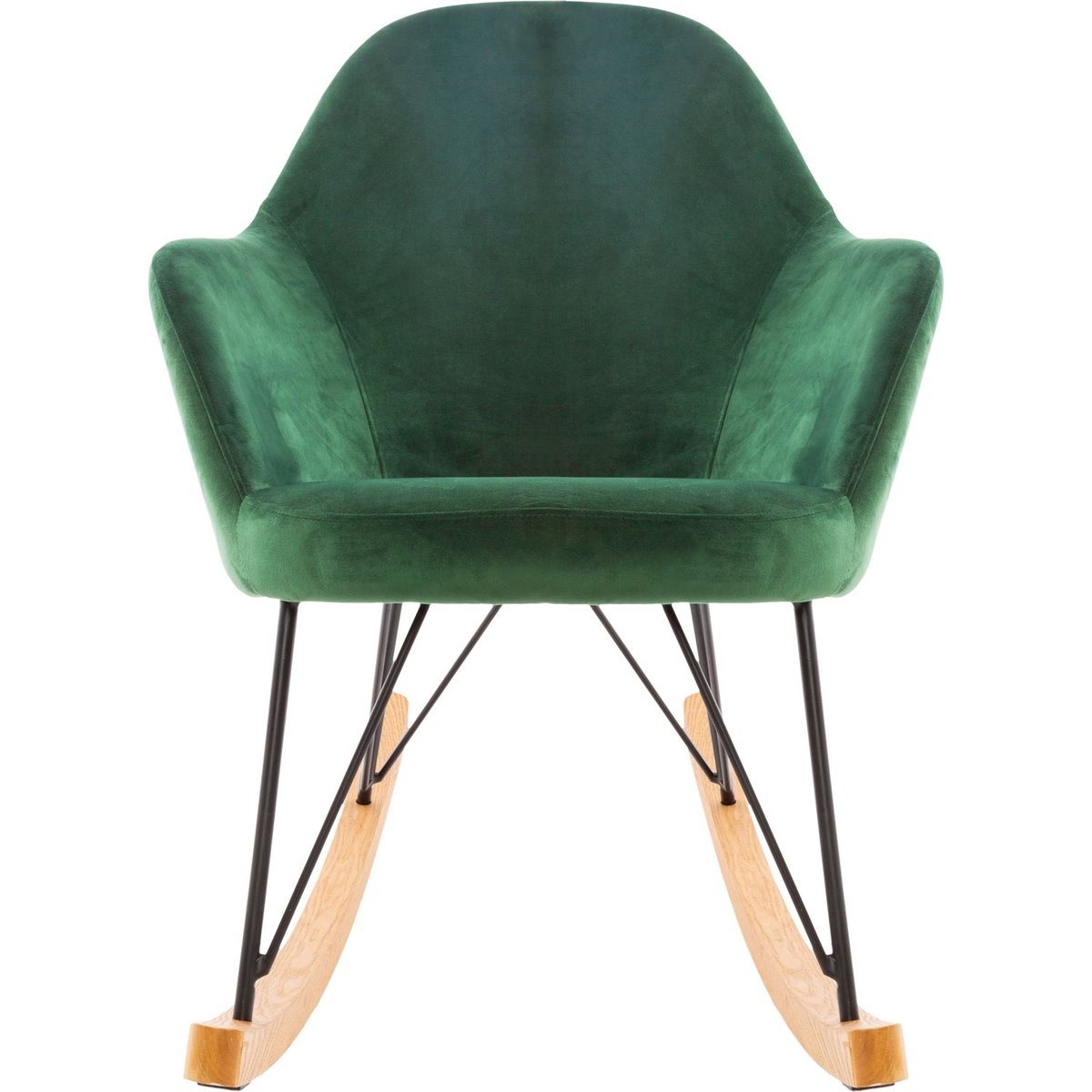 Rocking-chair en velours EWAN vert, ATMOSPHERA