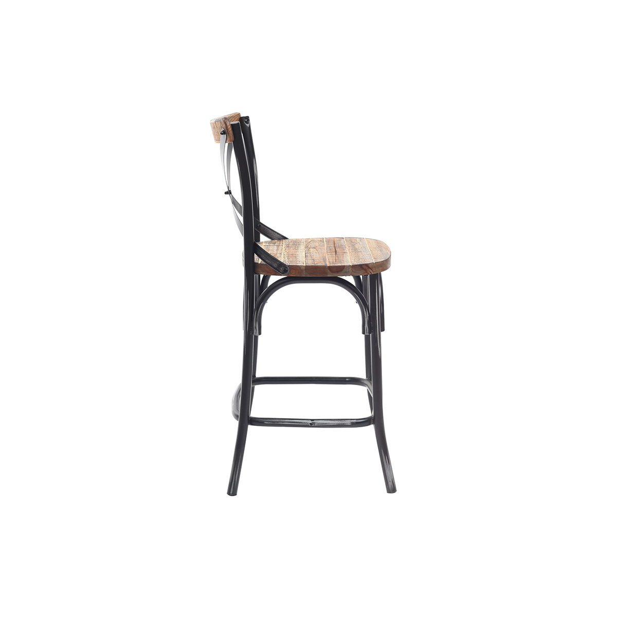 Tabouret de bar industriel en bois et métal noir 65 cm JAKE noir, MILIBOO