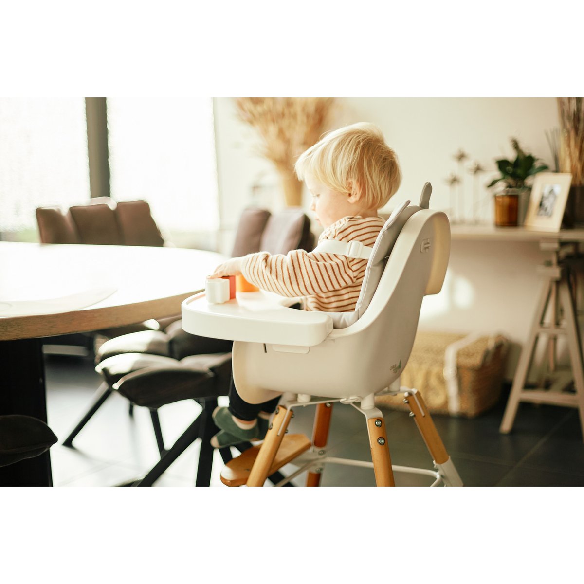 Coussin chaise haute déperlant gris, CHILDHOME