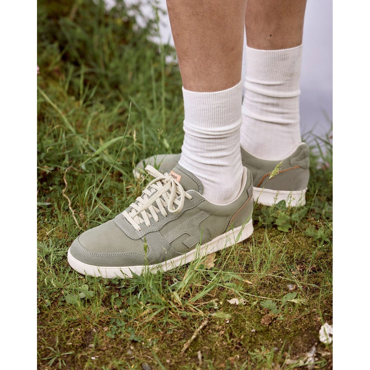 Baskets basses tissu HAZEL kaki foncé, FAGUO