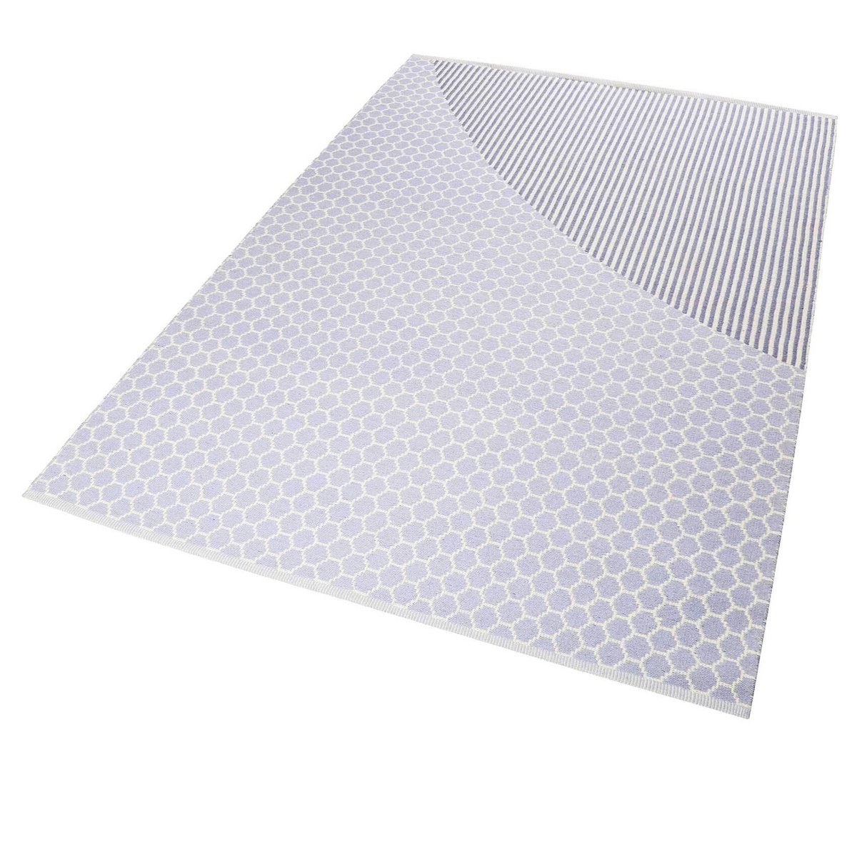Tapis tissé main pure laine vierge et coton , EAST ATLANTA KELIM bleu, ESPRIT