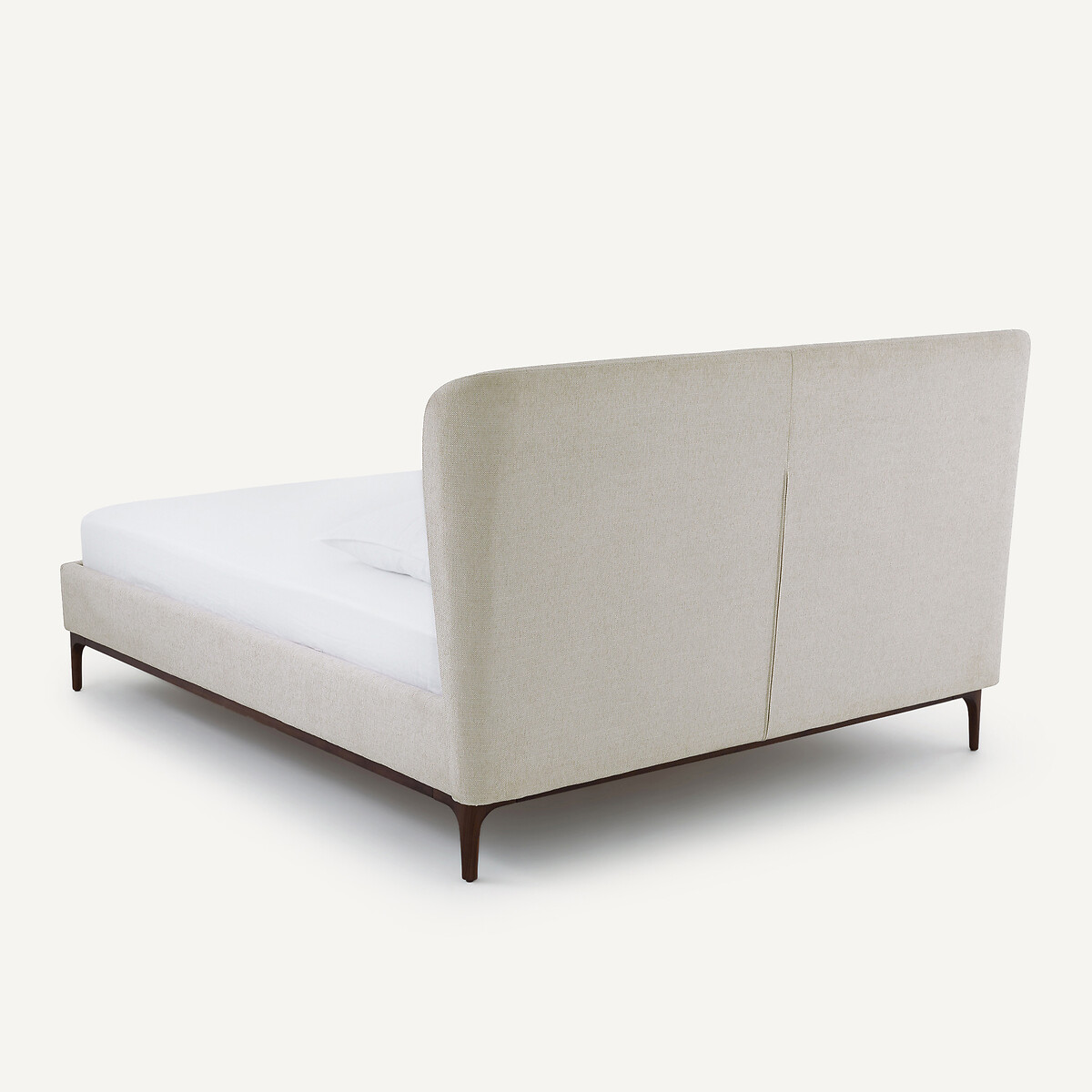 Lit double avec sommier assemblé, en tissu texturé, JABOTE ficelle, AM.PM