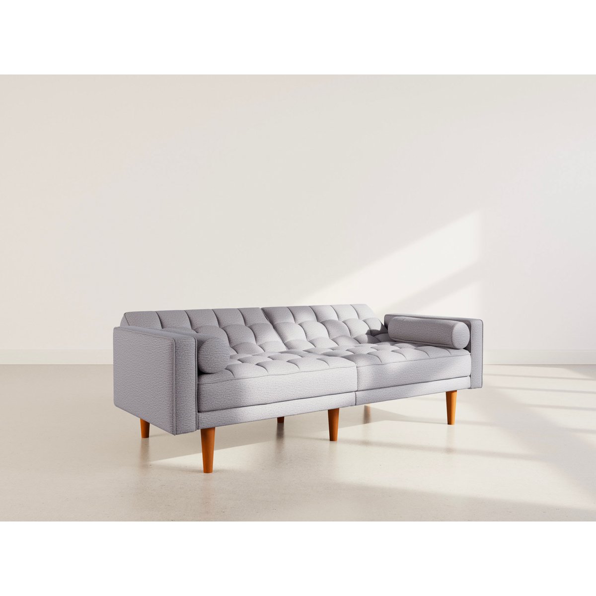 Banquette convertible clic-clac tissu texturé, SUZANNE gris clair, BEST MOBILIER