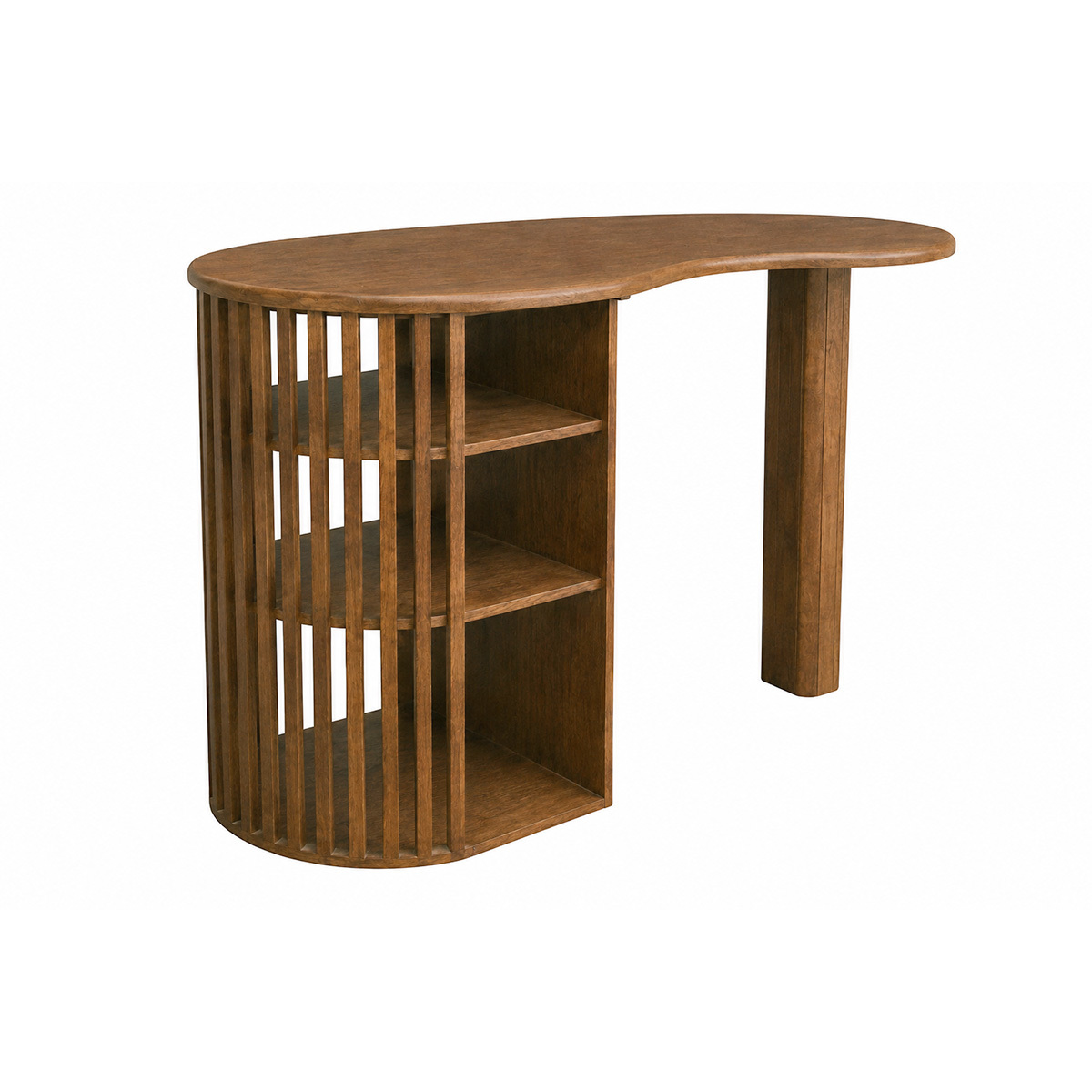 Ilot - table de bar avec rangements en bois foncé manguier massif H90 cm LOBIO couleur unique, MILIBOO