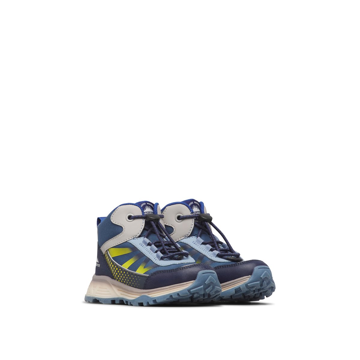 Sneakers en écopelle et tissu DRYFORCE HIGH WP. marine-jaune, NATURINO