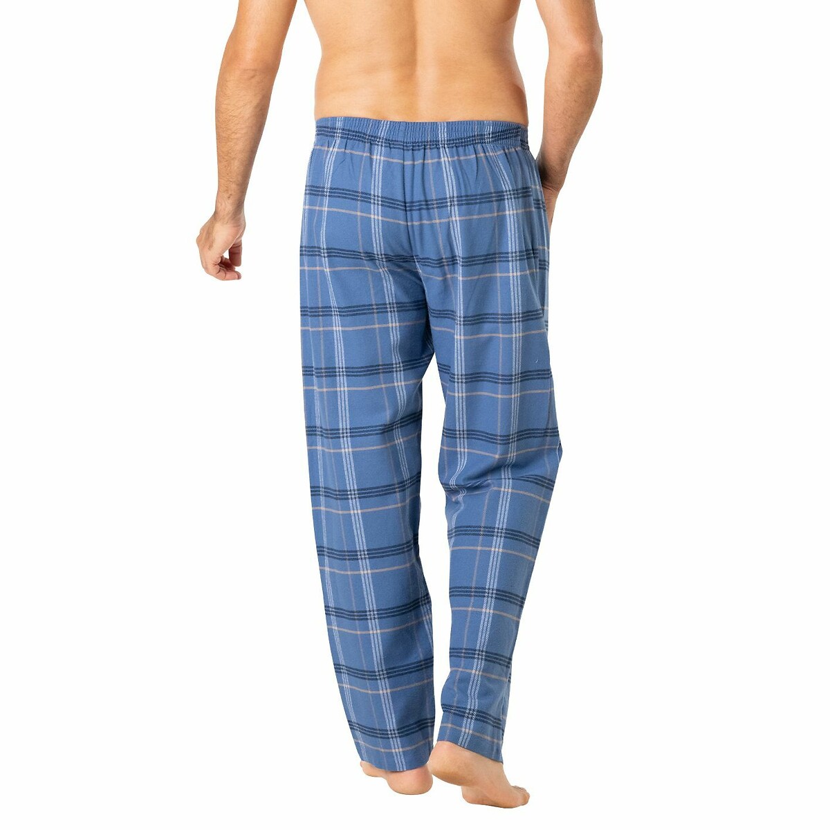 Pyjamas with Cotton Grandad Top and Flannel Bottoms navy blue/checked, EMINENCE