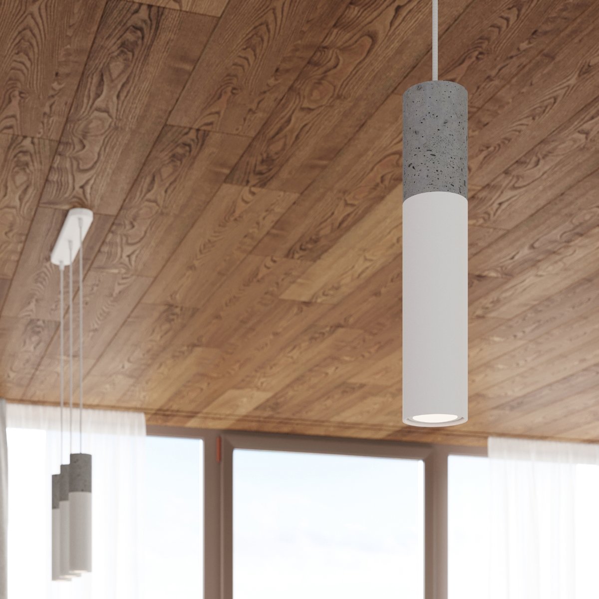 Suspension Acier Blanc/Gris GU10 1 Borigio blanc, EDEN