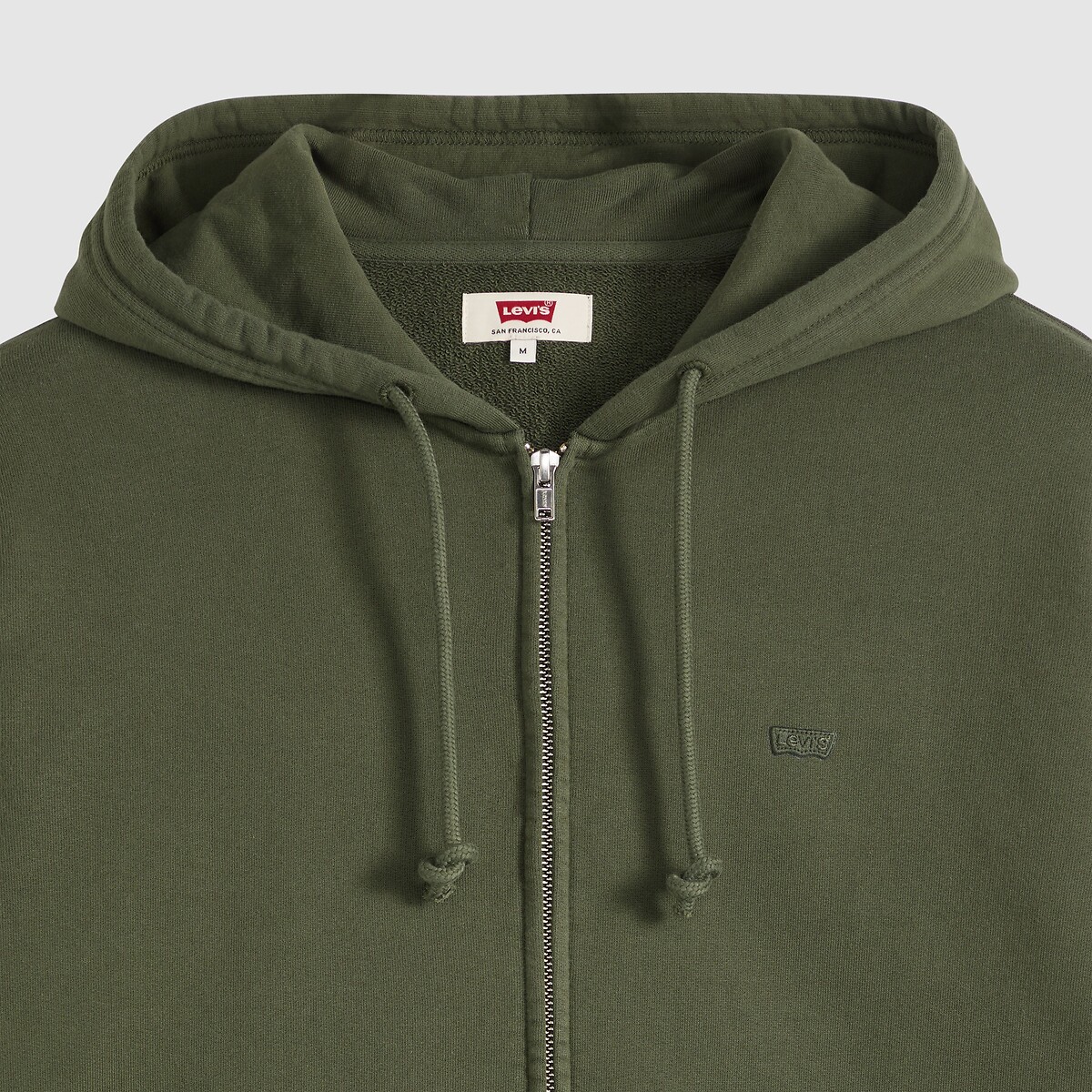 Sweat zippé à capuche col rond vert kaki, LEVI'S