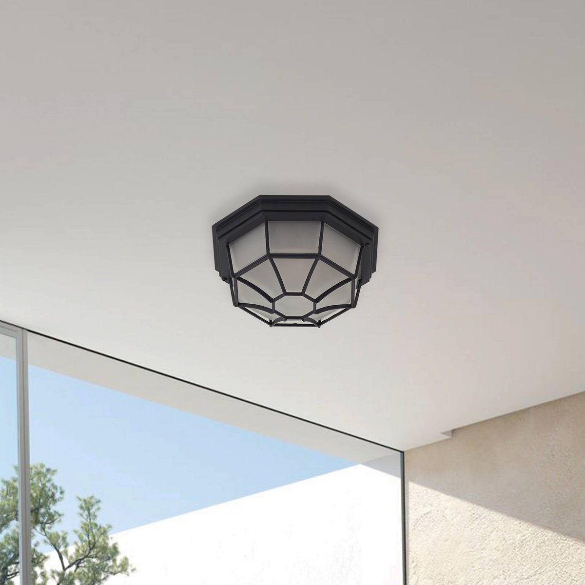 Plafonnier en aluminium moderne, Idril gris foncé, opale, LINDBY