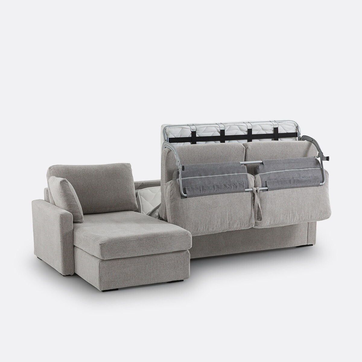 Canapé d'angle, convertible, 4 places, en texturé chiné, mousse, TIMOR ecru, LA REDOUTE INTERIEURS