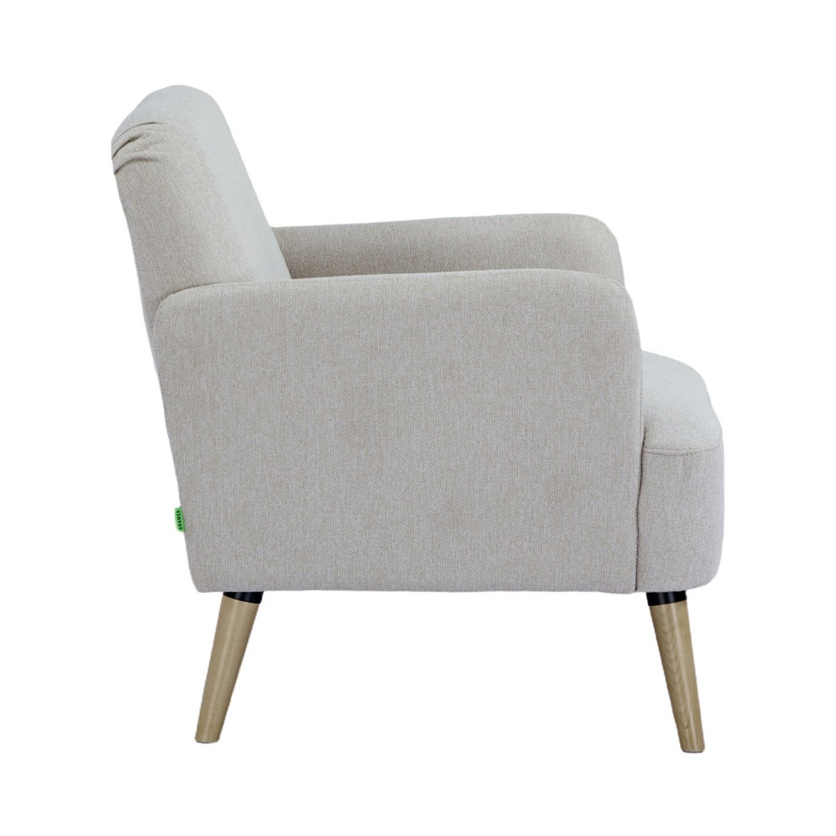 Fauteuil rétro en tissu pieds bois clair- BROOKS beige, DRAWER