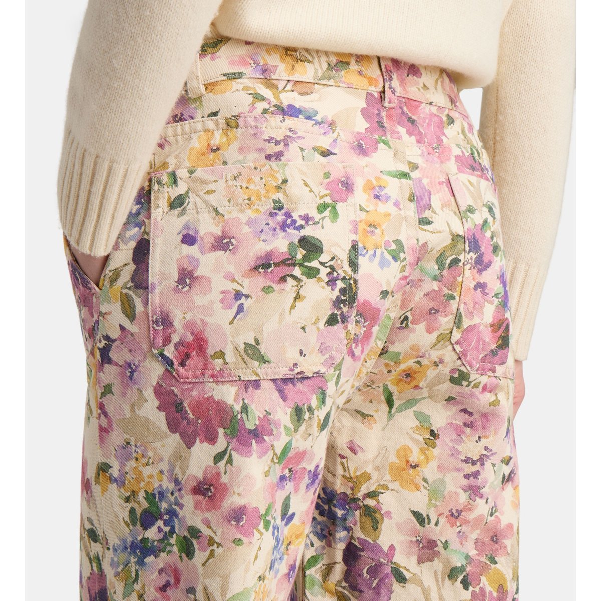 Jean droit blake new giv fleuri coton multicolore, GALERIES LAFAYETTE