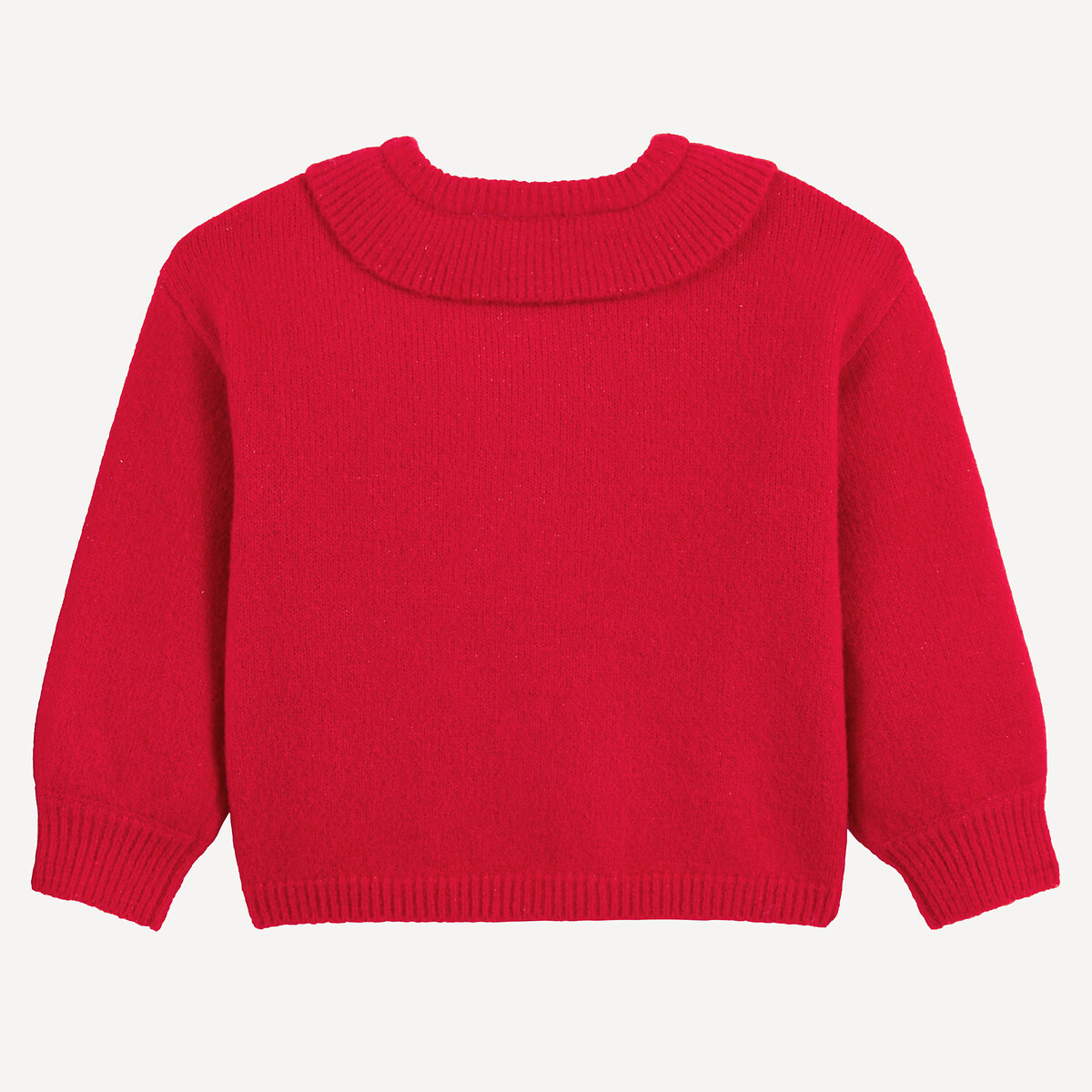 Gilet avec col claudine, en grosse maille rouge, LA REDOUTE COLLECTIONS