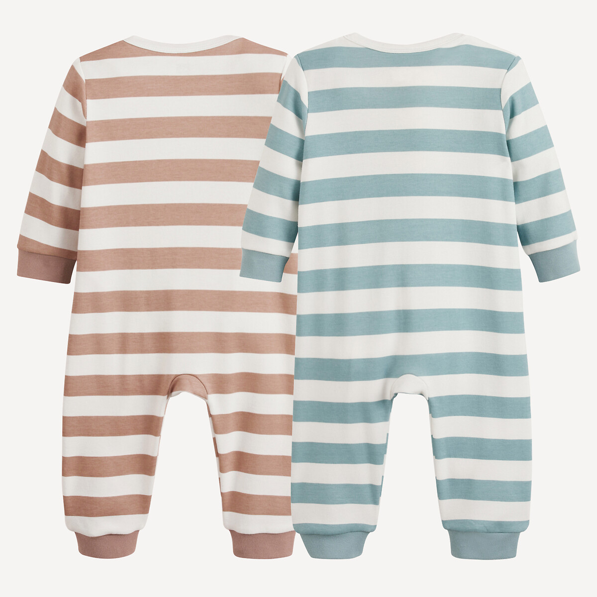 Pack of 2 Striped Sleepsuits Without Feet assorted, LA REDOUTE COLLECTIONS