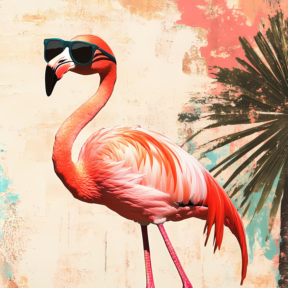 Tableau Sur Toile Flamant Rose Stylé ANIMAUX HUMANISÉS tableaux sur toile-rose, CEANOTHE