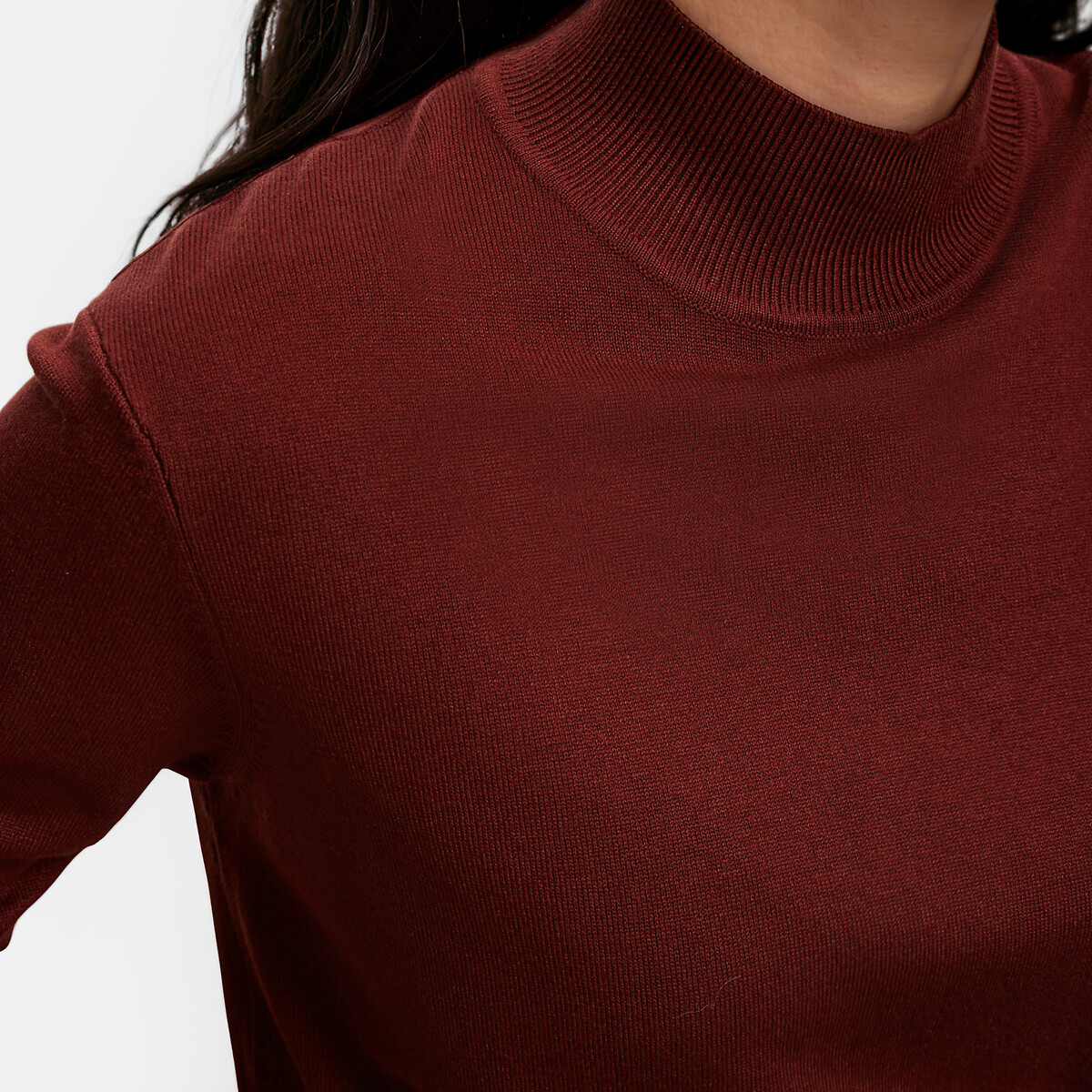 Pull col montant en maille fine orange foncé, LA REDOUTE COLLECTIONS