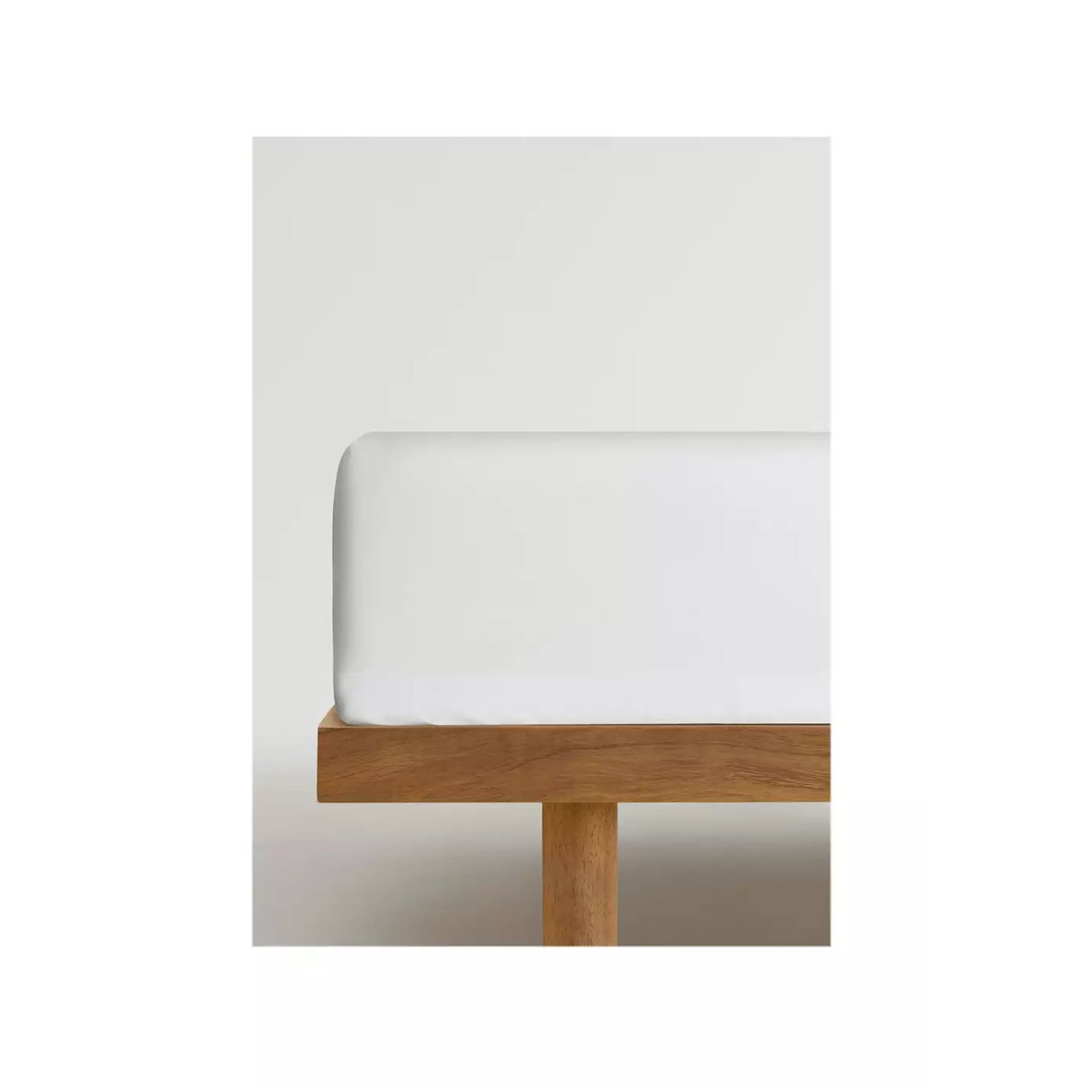 Drap-housse coton satin 600 fils lit 180 cm blanc, MANGO HOME