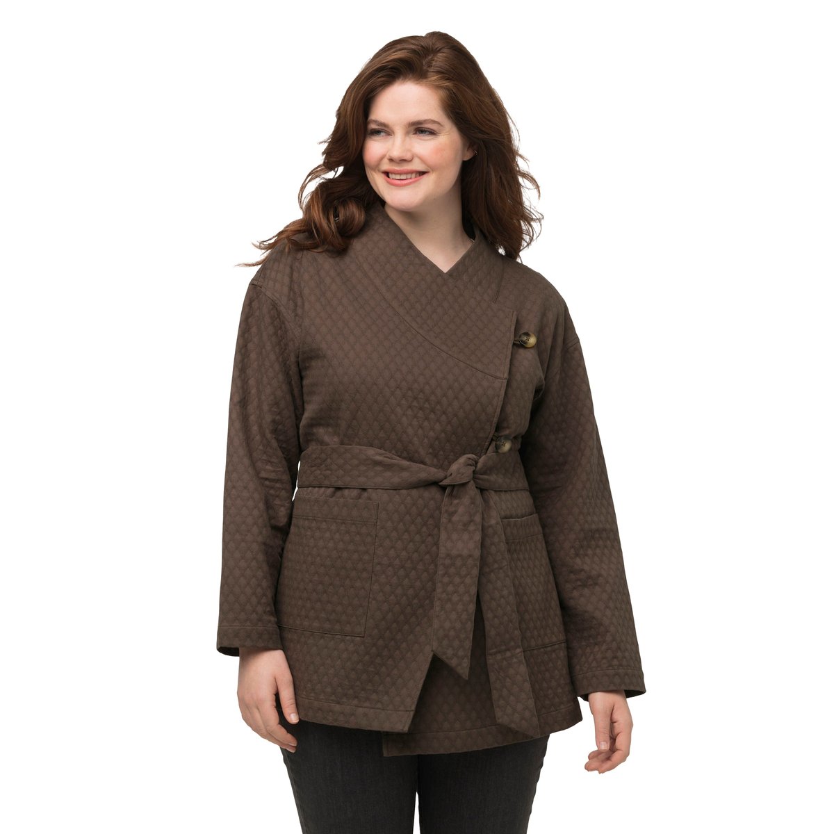 Veste style cache-cœur vert mousse, ULLA POPKEN