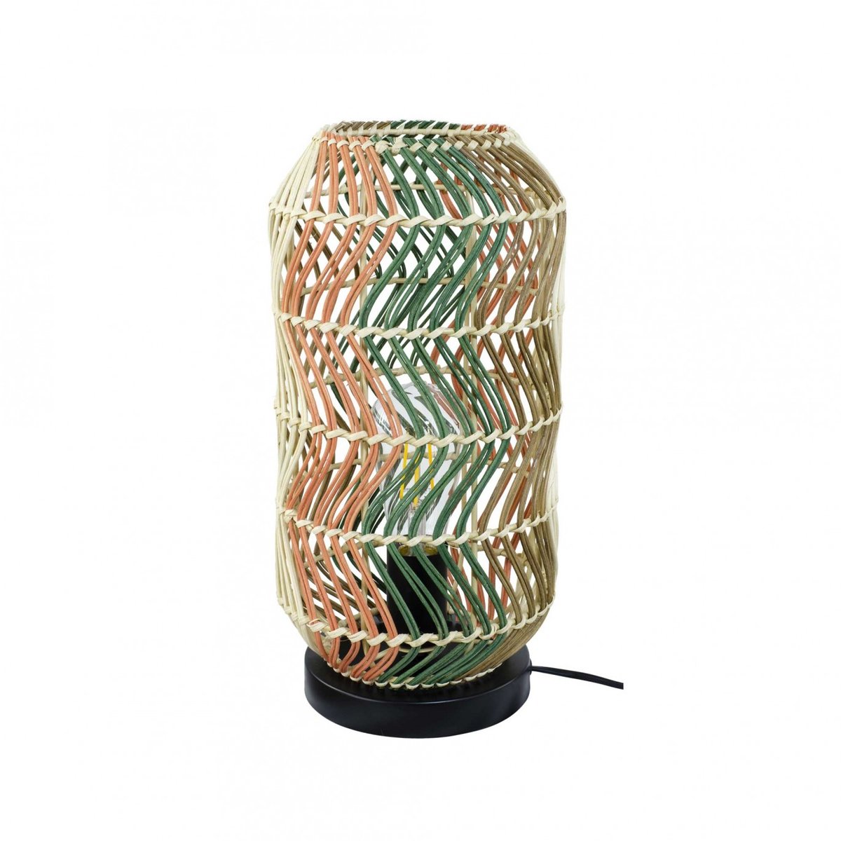 Lampe en rotin & métal, FOSCO marron, orange, naturel & vert, C-CREATION