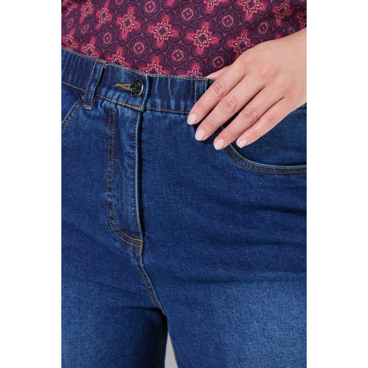 Jean Mom en denim extensible jean bleu foncé, ULLA POPKEN