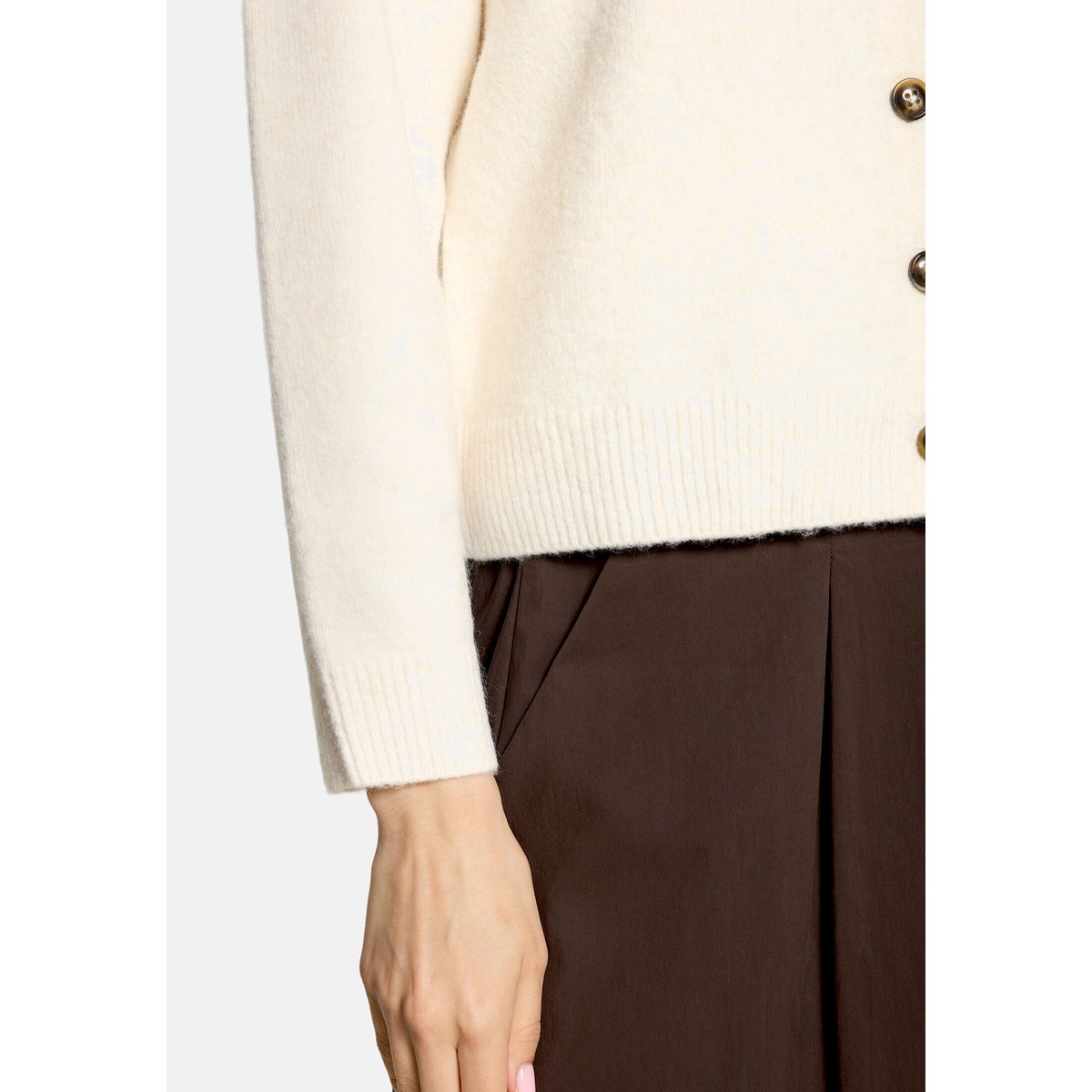 Cardigan en maille à col bright cream melange, CARTOON