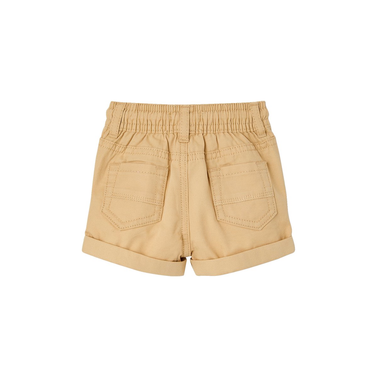 Short sergé taille élastiquée bébé cappuccino, VERTBAUDET
