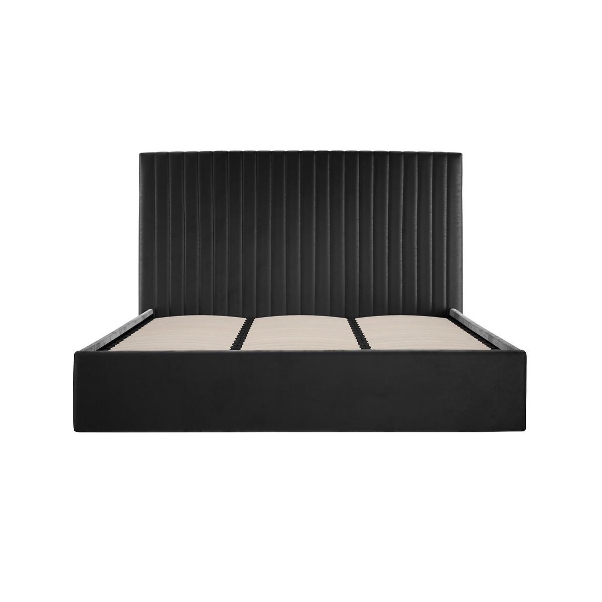 Luciana Velvet Ottoman Storage Bed with Tall Fluted Headboard black, ÉDITÉ