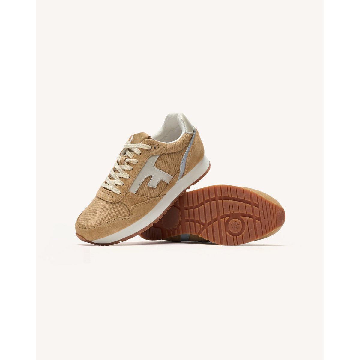 Running tissu suede ELM beige et dorée, FAGUO