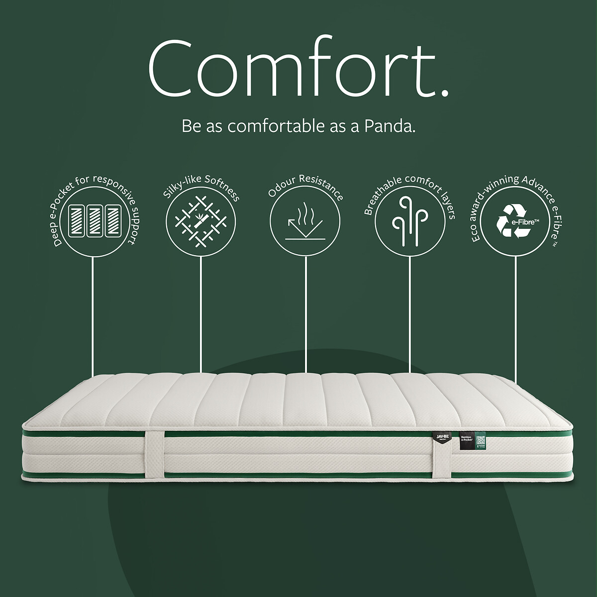 Jay-Be® Natural Fresh Bamboo e-Pocket Children's Mattress ecru/green, JAY-BE