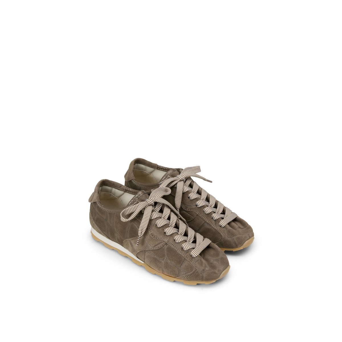 Modèle de baskets Fabiana en cuir velours souple marron clair, MARC O'POLO