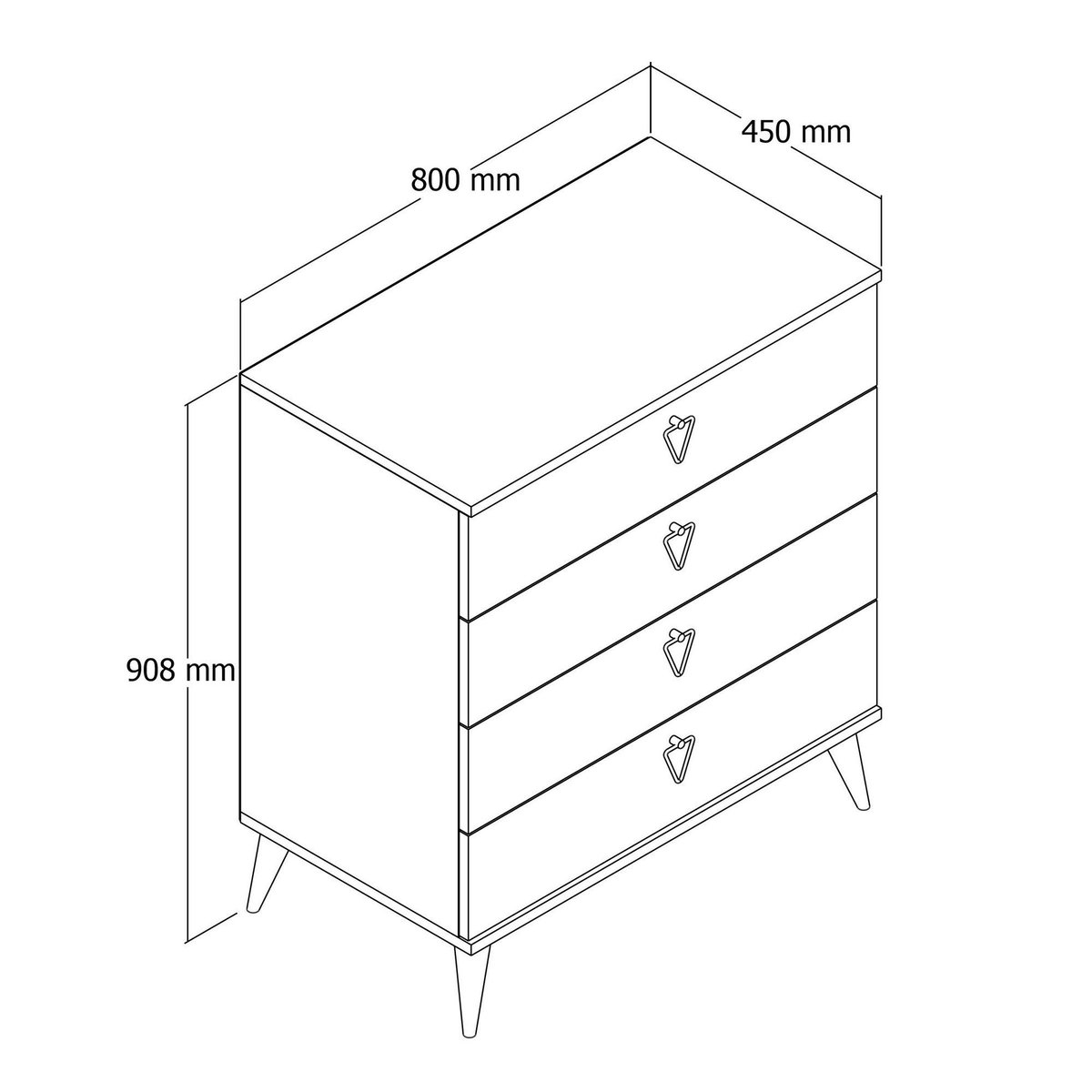 Commode de chambre 4 tiroirs effet bois clair MARFA bois naturel, PIER IMPORT