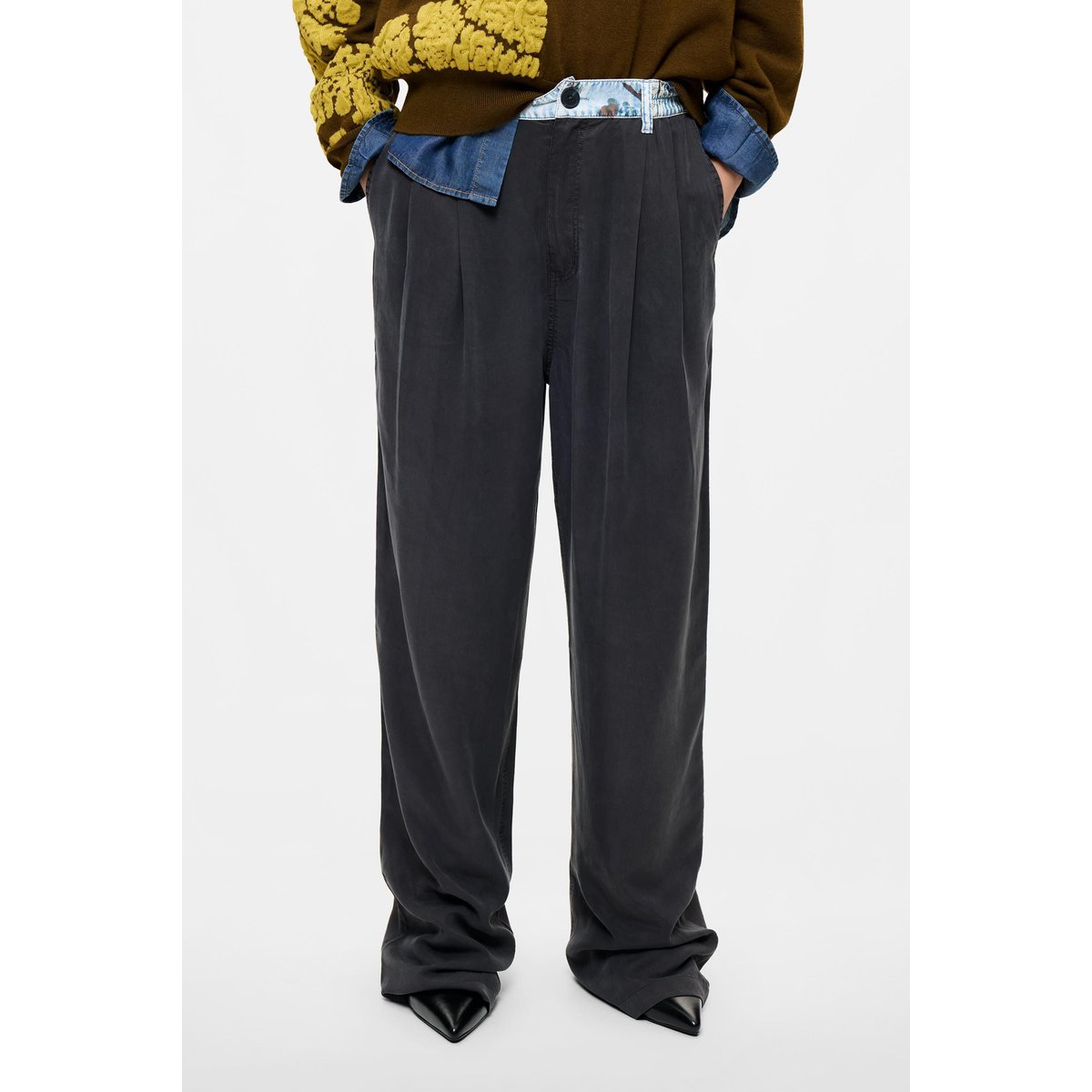 Pantalon tailleur en lyocell noir, DESIGUAL