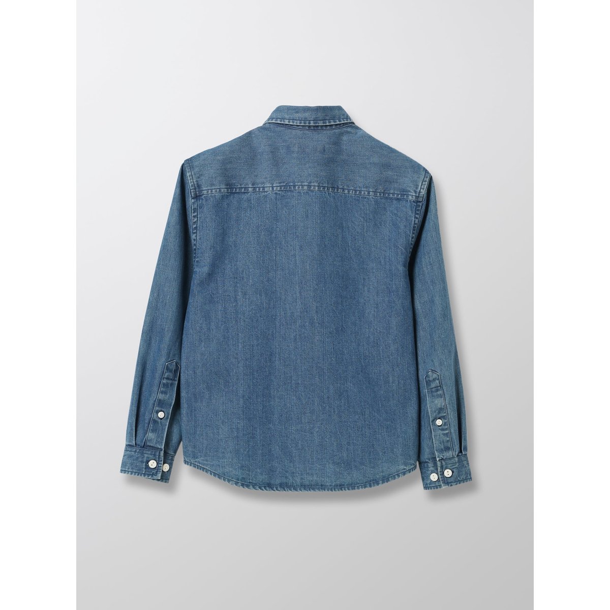 Chemise en denim bleu fonce uni, CYRILLUS