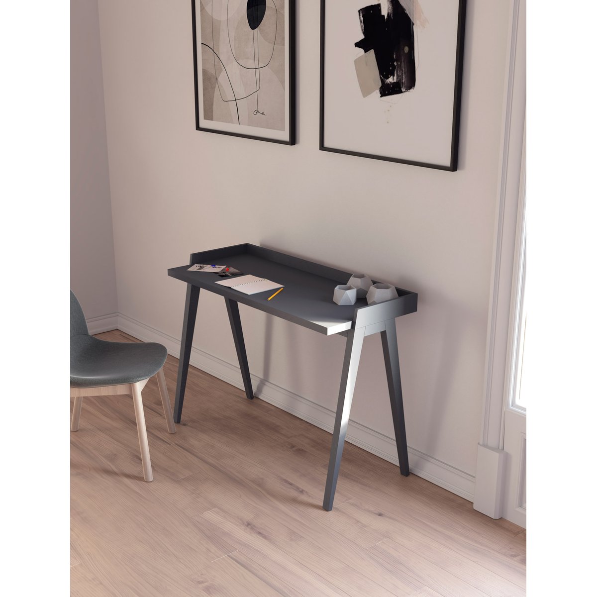 Bureau en placard et hêtre, PARIS graphite, HERDASA