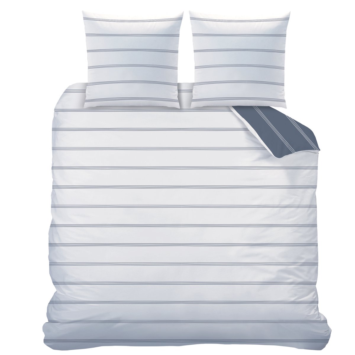 Parure de lit imprimée 100% coton, URBAN STRIPES bleu, MATT ET ROSE