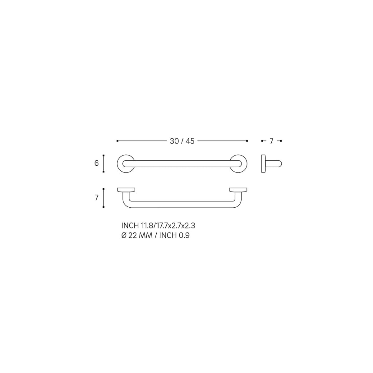 Barre D'appui Wc ARCHITECT SP chrome, COSMIC