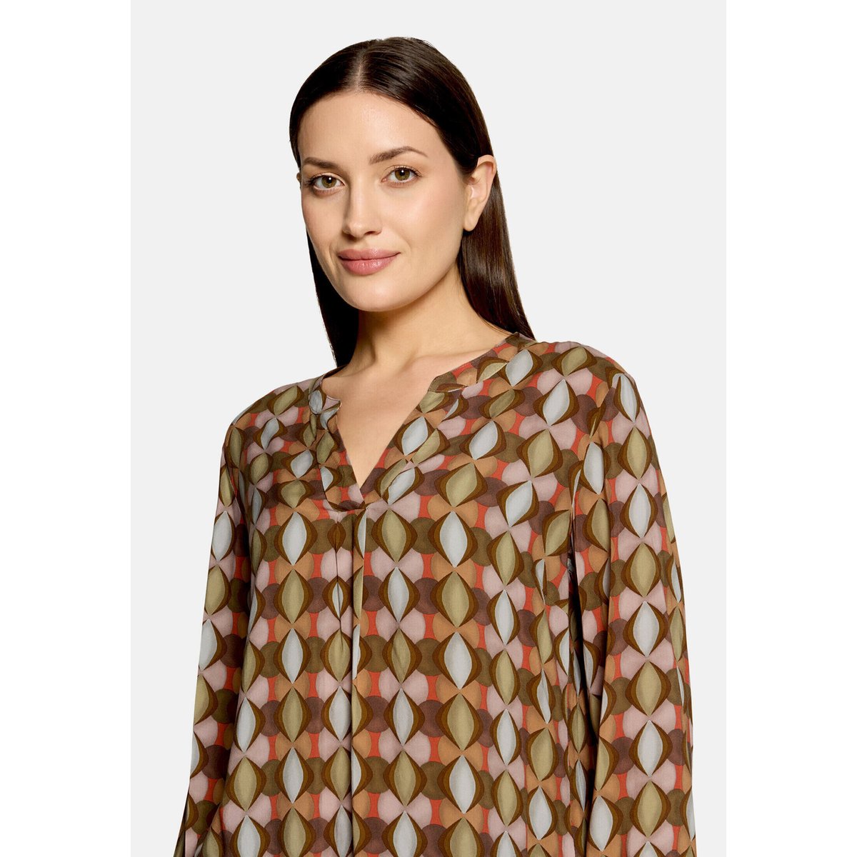T-shirt façon blouse à motifs green/taupe, CARTOON