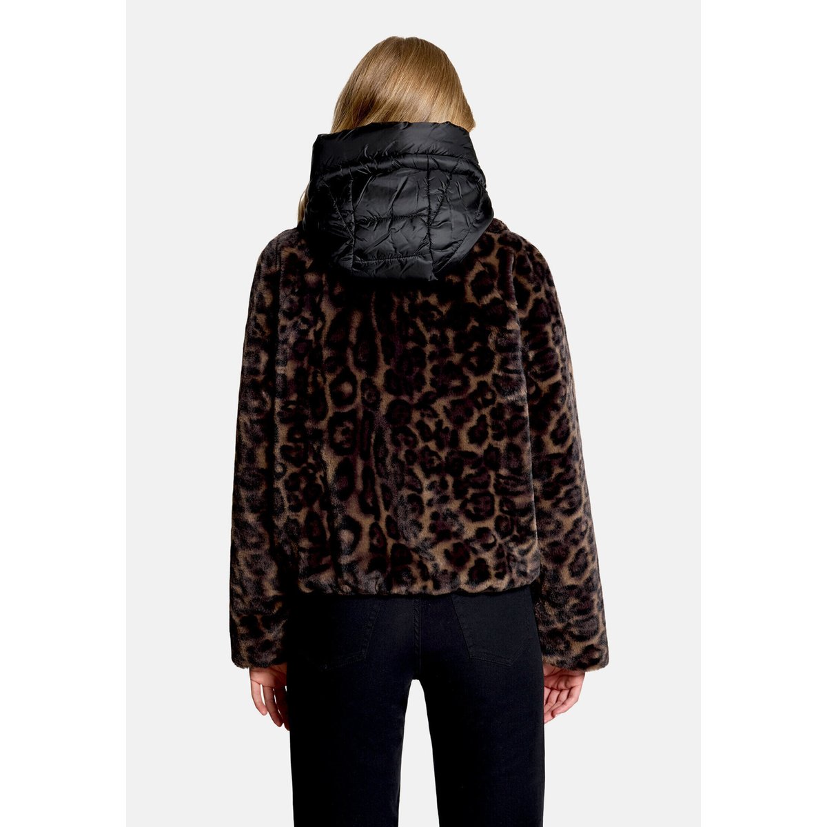 Veste en peluche avec partie veste sans manches amovible taupe/black, AMBER & JUNE
