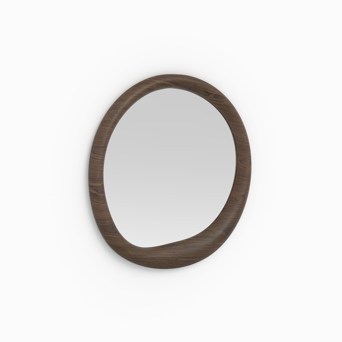 Miroir rond en placage noyer, D100 cm - YOKO marron foncé, MAISON PAVANE