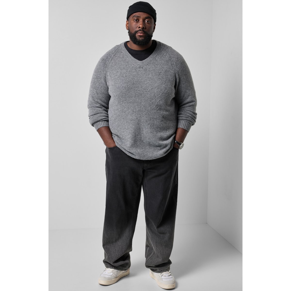 Pull, maille épaisse, mélange de laine gris graphite, STHUGE