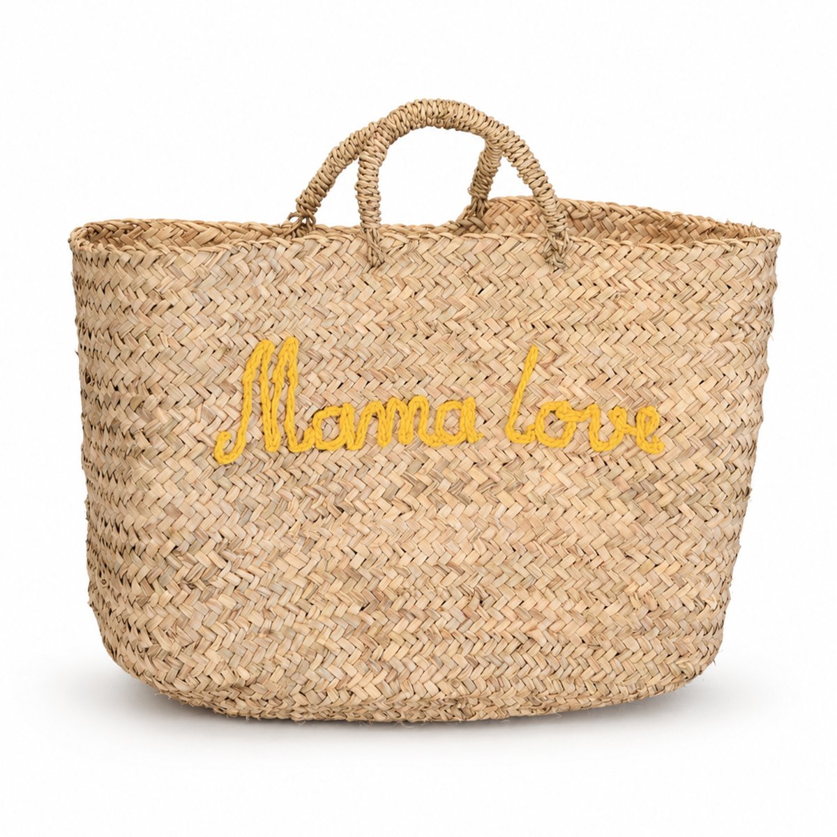 Panier rectangle écriture MAMA LOVE -  LOJI jaune, HOME MAISON