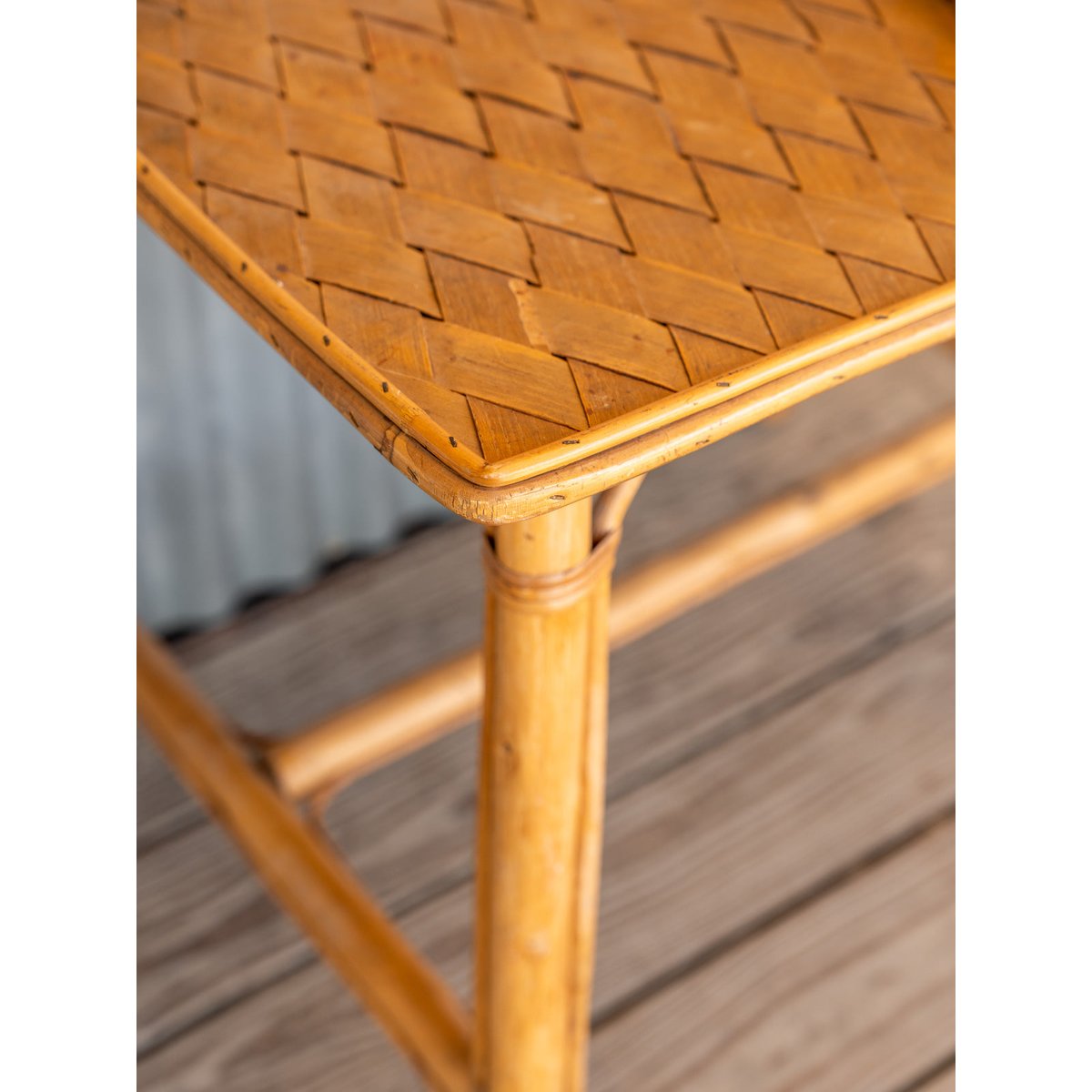 Table à manger en rotin et bambou Romy N°1451 - Bon état bois foncé, DEBONGOUT