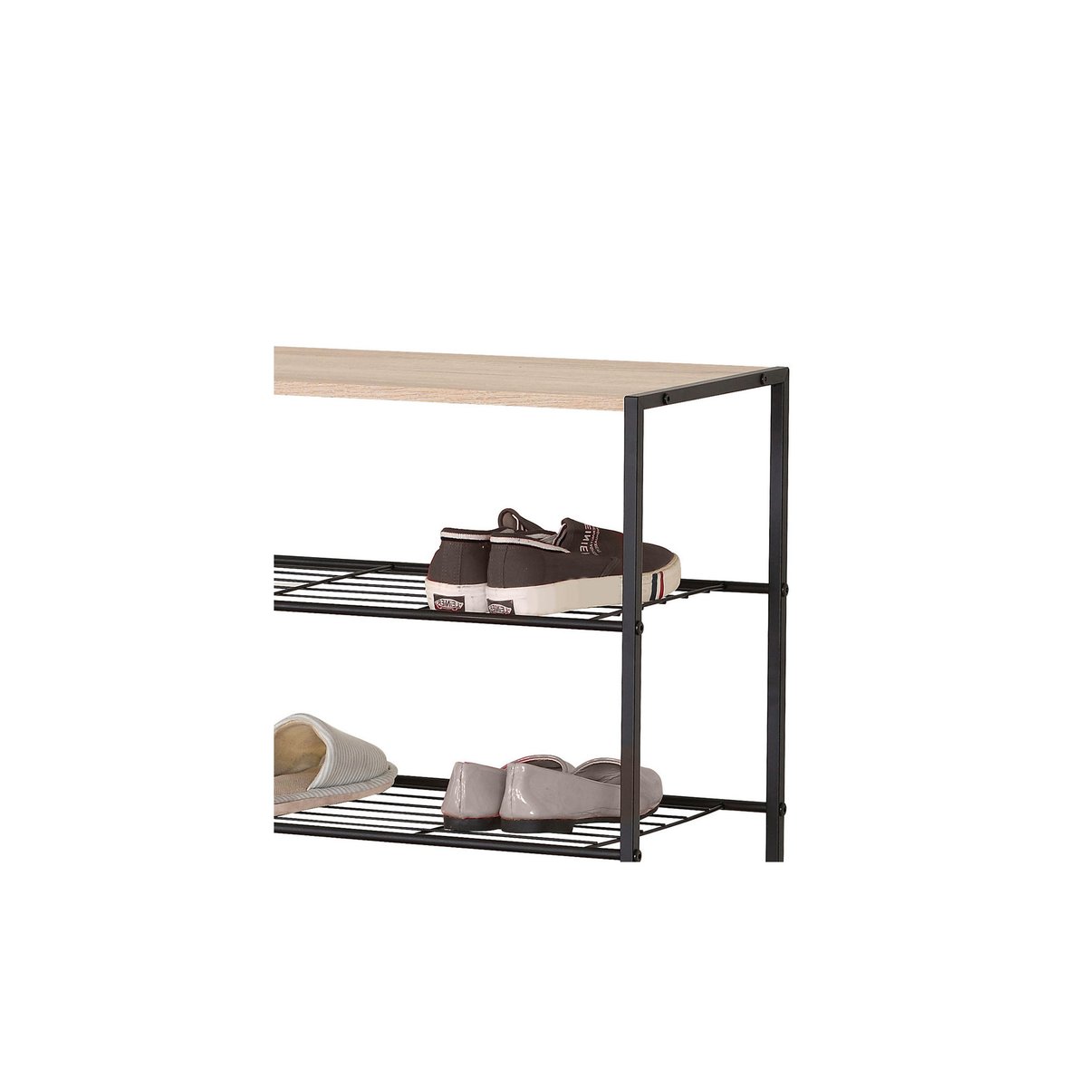 Étagère à chaussures en bois et métal noir 63x30x83cm bois, WADIGA