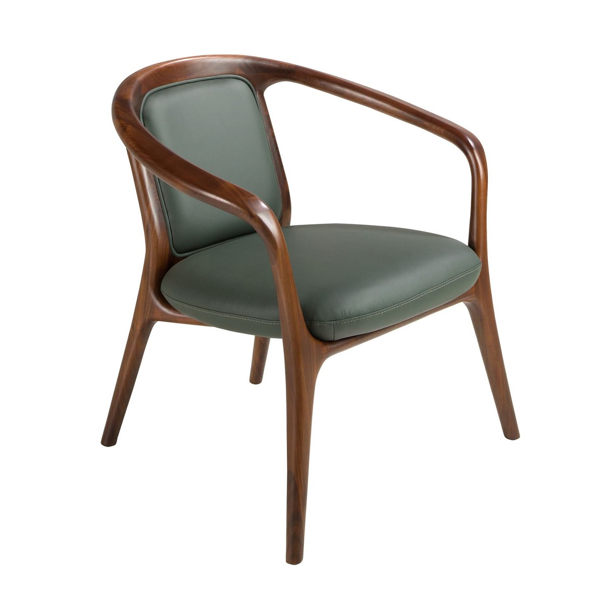 Fauteuil en similicuir vert foncé | noyer, ANGEL CERDA