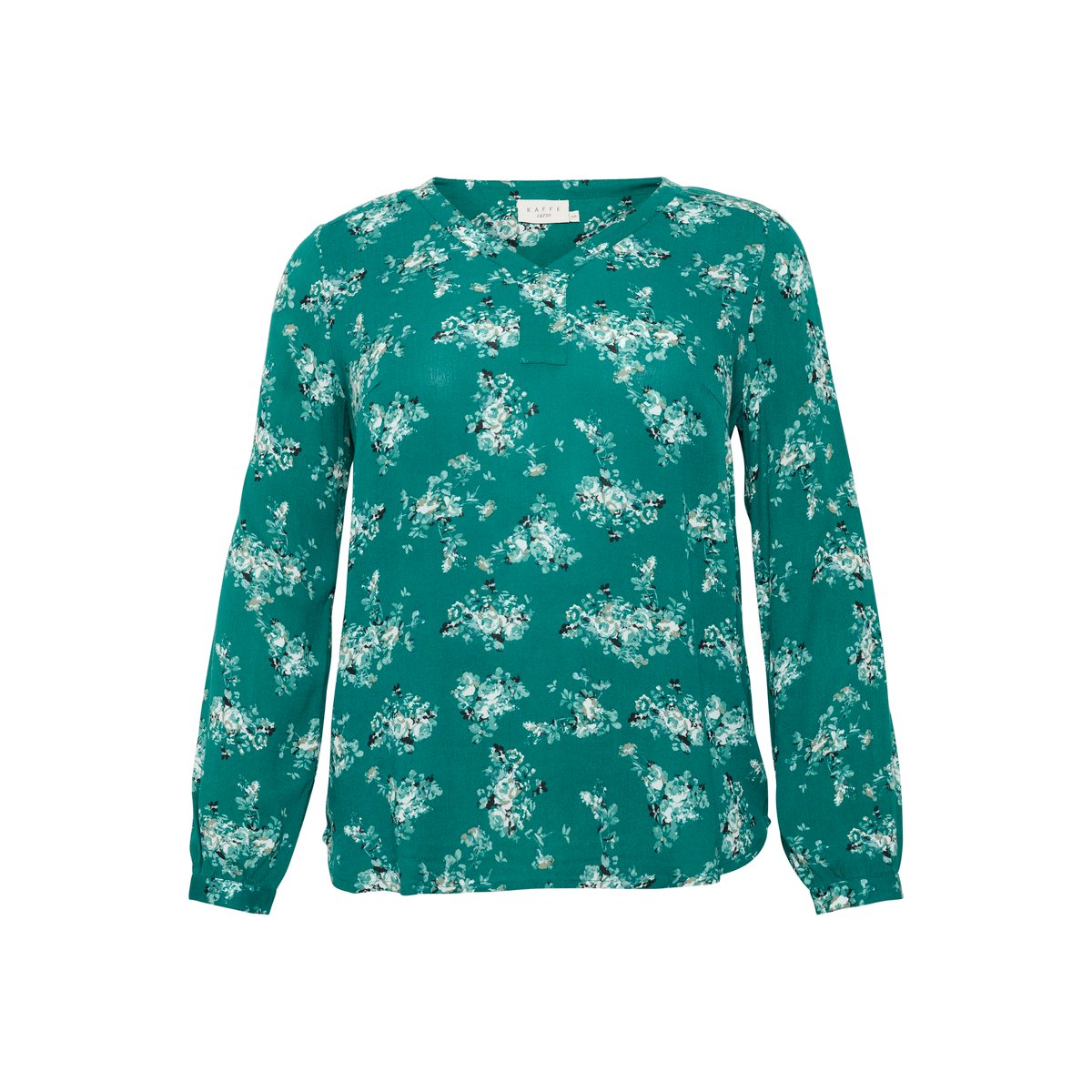 Blouse with long sleeve vert detailed flower print, KAFFE CURVE