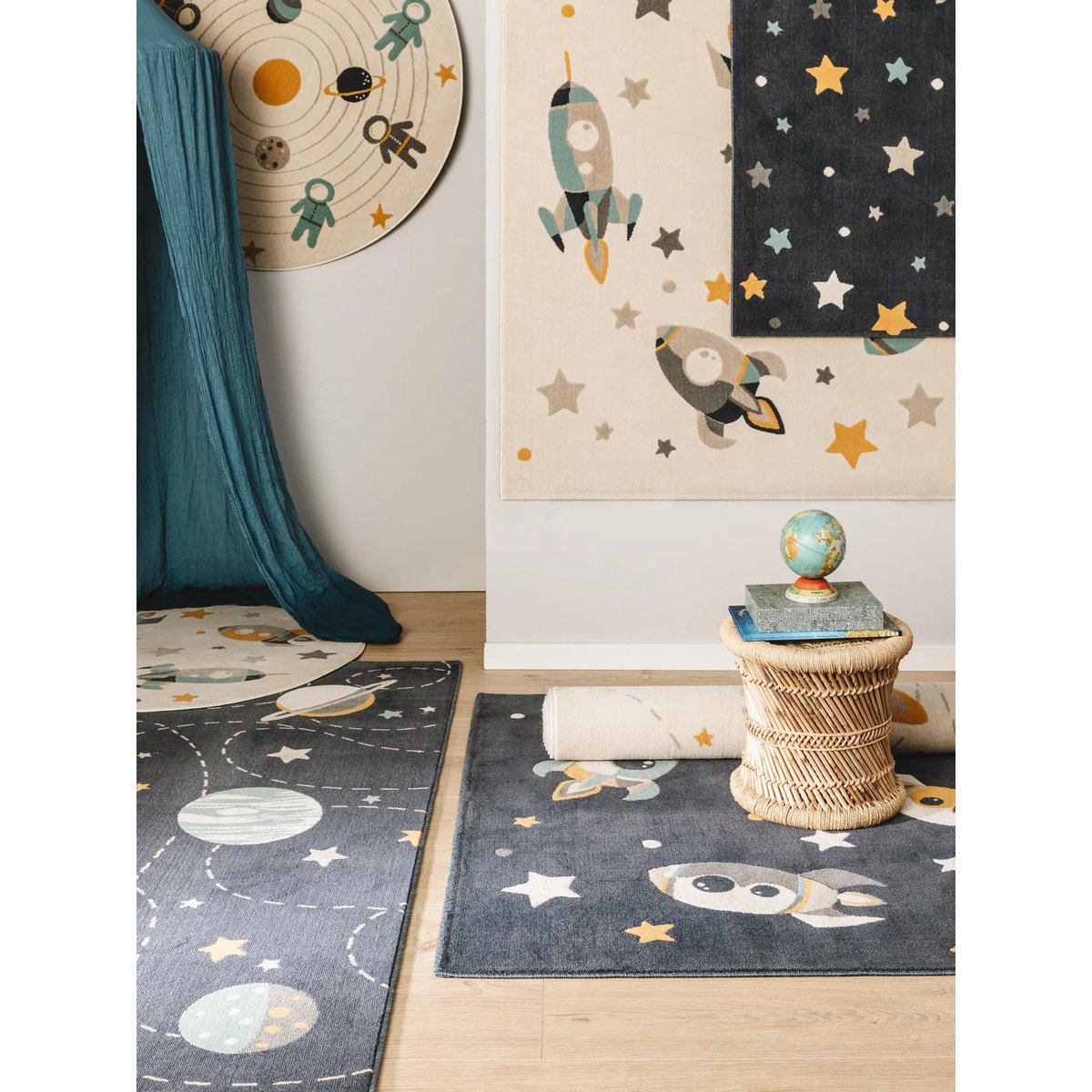 Tapis enfant rond APOLLO crème, BENUTA